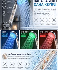Sıcaklığa Duyarlı Led'li Arıtmalı Duş Başlığı