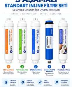 Tüm Arıtma Cihazlarına Uyumlu Kapalı Kasa PREMIUM Inline 5 Aşamalı Filtre